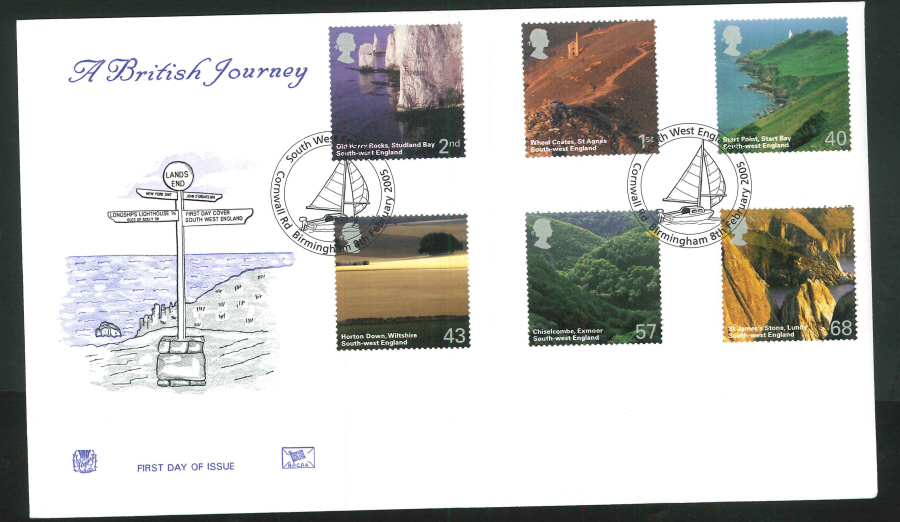 2005 S West England FDC Cornwall Rd Birmingham Handstamp