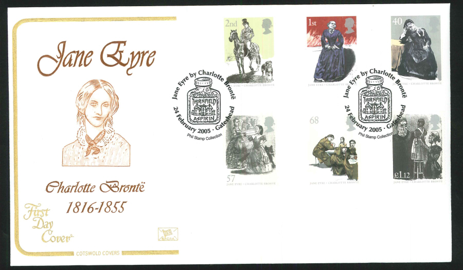 2005 Jane Eyre Set FDC Gateshead Handstamp