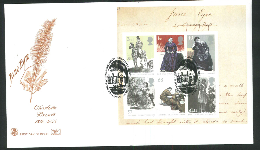 2005 Jane Eyre M/S FDC Wycollyer, Colne Handstamp - Click Image to Close