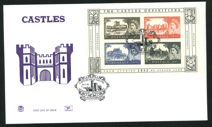 2005 Castle High Values FDC Windsor Handstamp