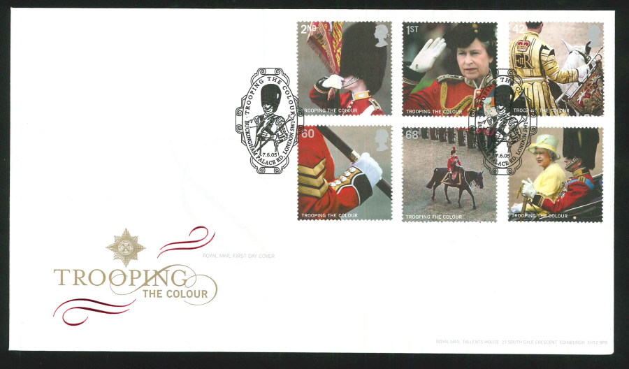 2005 Trooping of Colour Set FDC Buckingham Pal Rd Handstamp - Click Image to Close