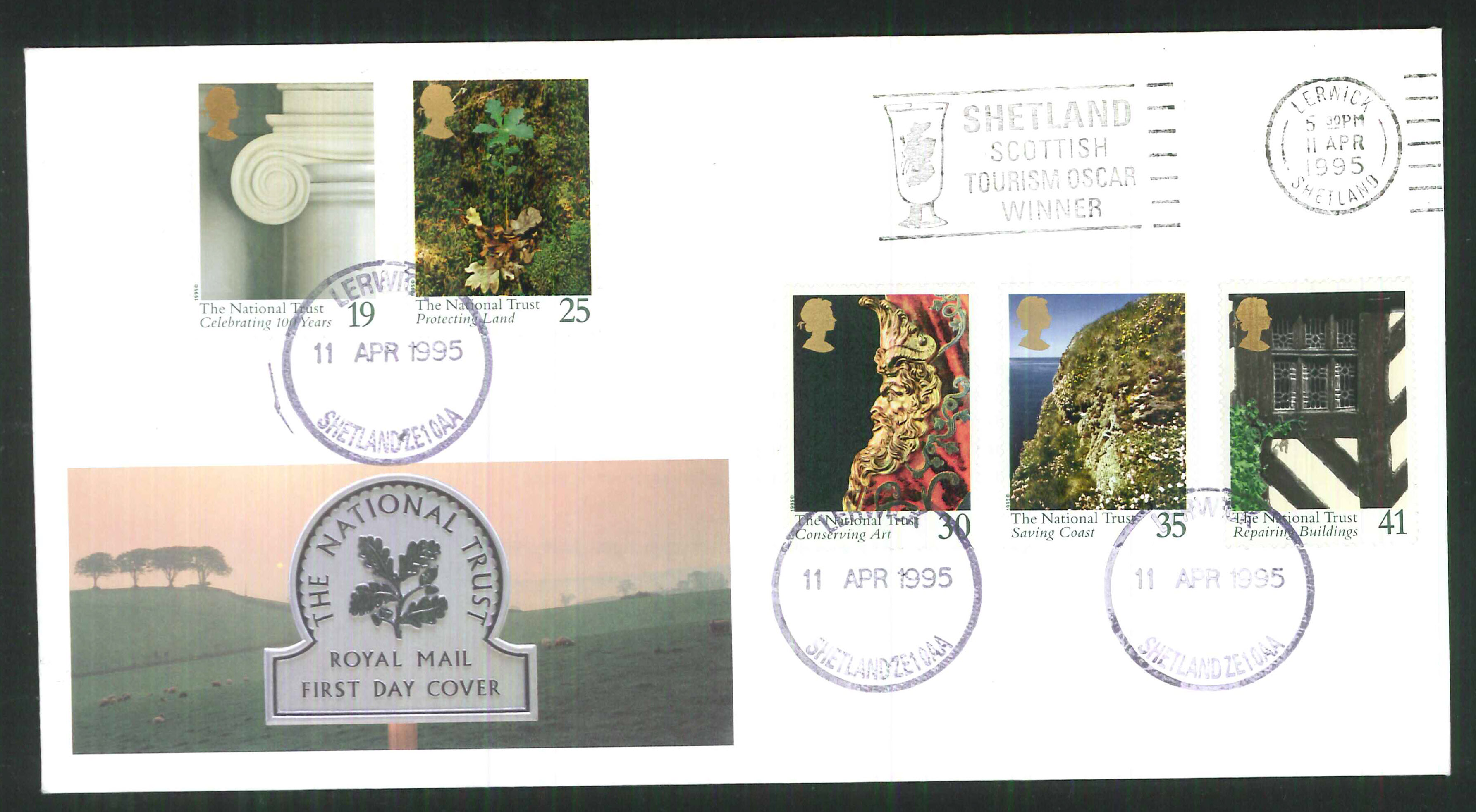 1995 - National Trust First Day Cover Shetland Slogan Postmark