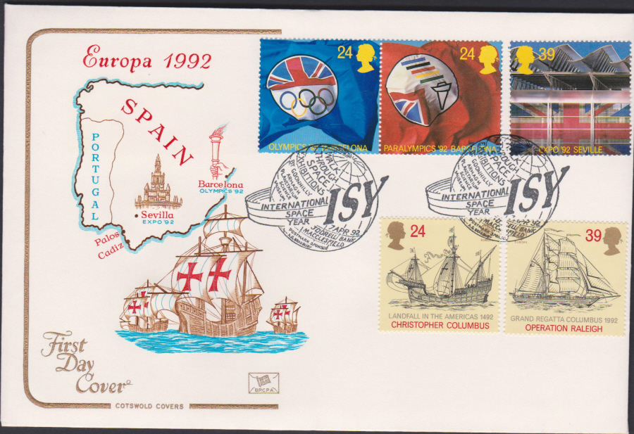 1992 - Europa First Day Cover COTSWOLD - Jodrell Bank, Macclesfield0 Postmark