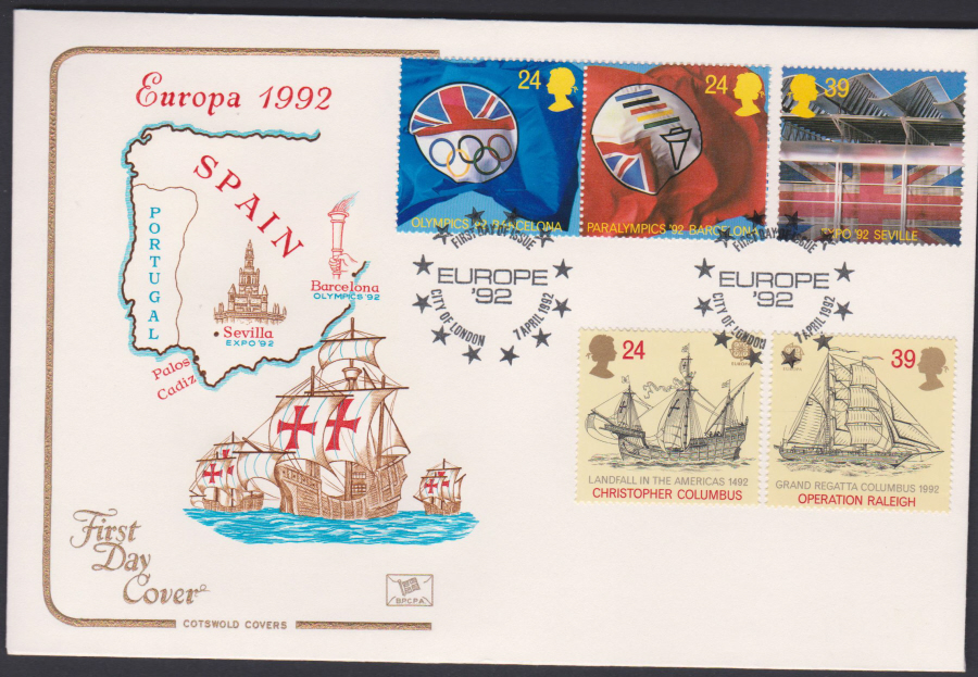 1992 - Europa First Day Cover COTSWOLD - Europe 92 City of London Postmark - Click Image to Close