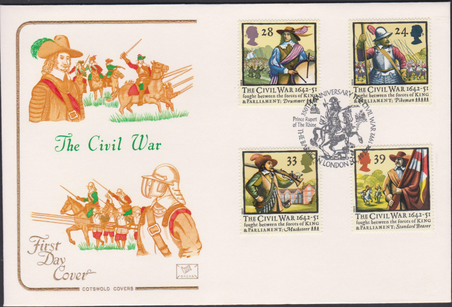 1992 - English Civil War First Day Cover COTSWOLD - Barbican London EC Postmark - Click Image to Close