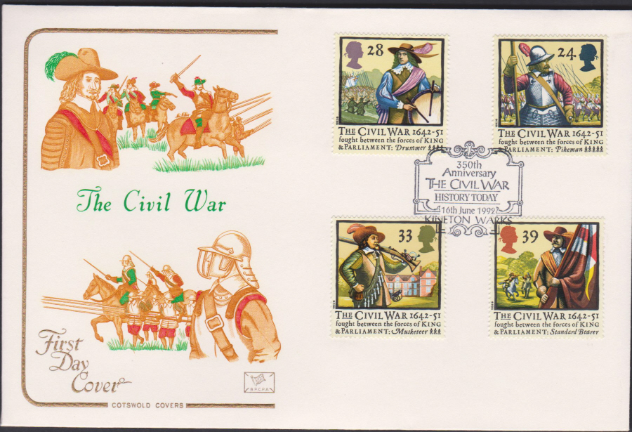 1992 - English Civil War First Day Cover COTSWOLD -History Today Kineton,Warks Postmark - Click Image to Close