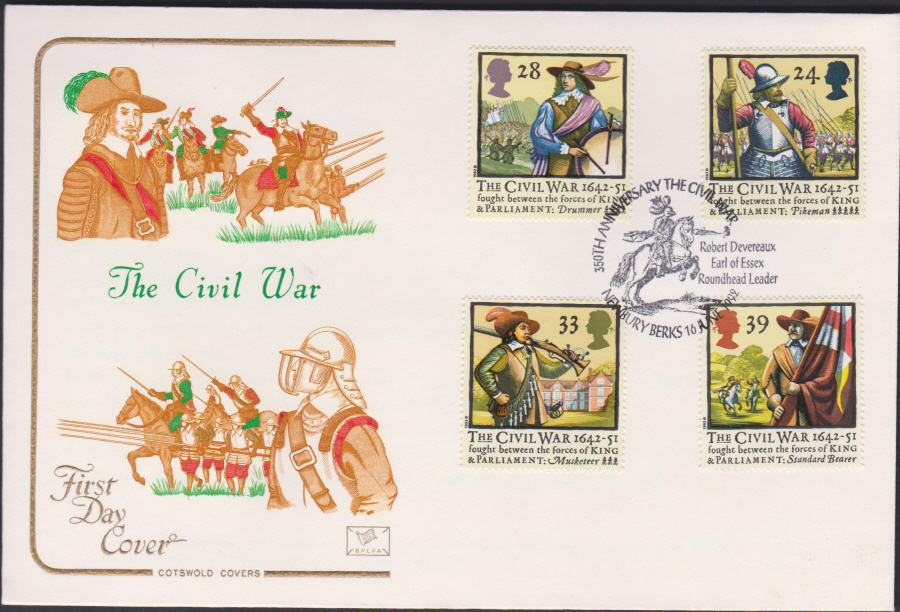 1992 - English Civil War First Day Cover COTSWOLD - Newbury,Berks Postmark - Click Image to Close