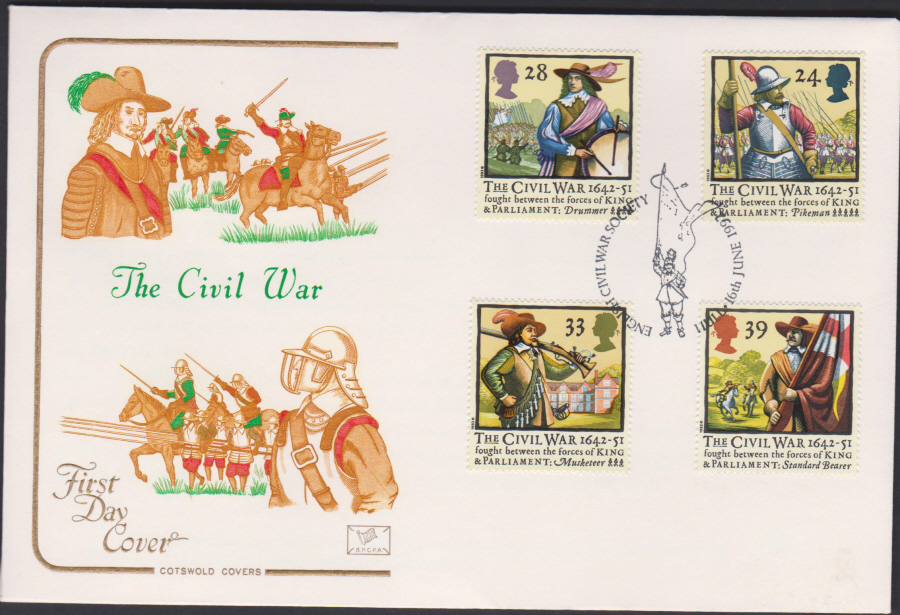 1992 - English Civil War First Day Cover COTSWOLD - Civil War Society Hull Postmark