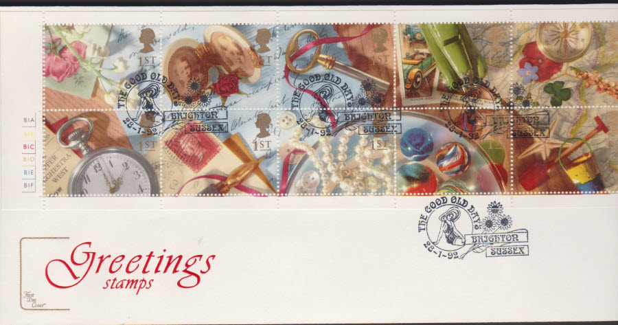 1992 - First Day Cover COTSWOLD Greetings -Good Old Days ,Brighton Postmark