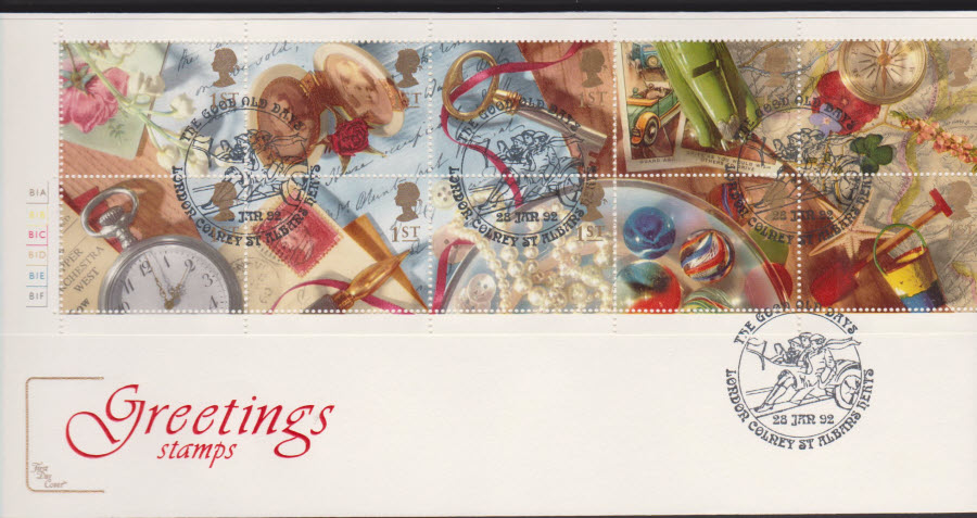 1992 - First Day Cover COTSWOLD Greetings -The Good Old Days, St Albans Herts Postmark