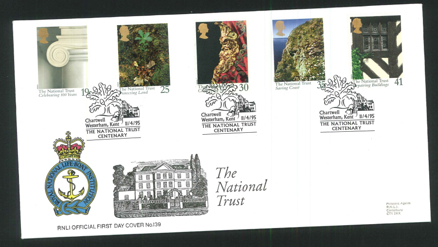 1995 - National Trust First Day Cover (R.N.L.I.) - Chartwell Westerham Postmark - Click Image to Close