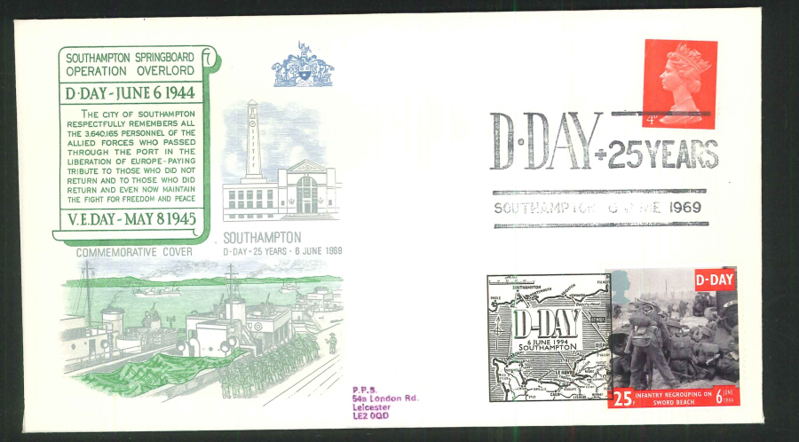 1969- D Day 25 Years Commemorative Cover - Southampton Postmark - Click Image to Close