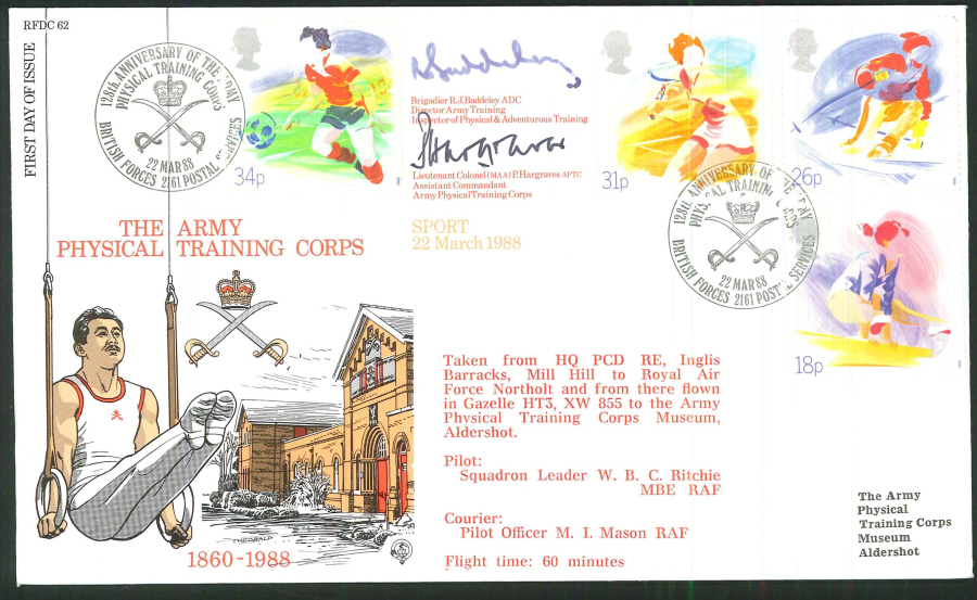 1988 - Sport First Day Cover - BFPS 2161 Postmark- Signed (Certified copy no. 0990 of 1500) - Click Image to Close