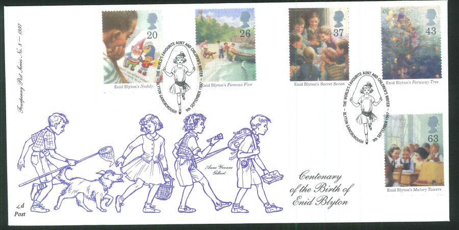 1997 - Centenary of the Birth of Enid Blyton, First Day Cover- Gainsborough Postmark