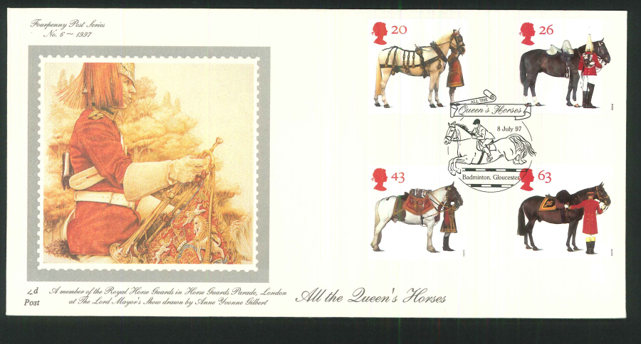 1997 - All the Queen's Horses First Day Cover - Badminton Gloucester Postmark - Click Image to Close