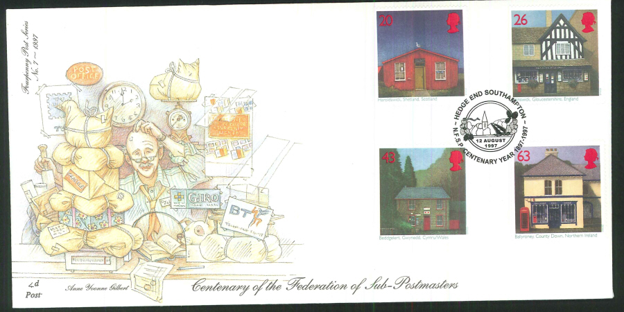 1997 - Centenary of the Federation of Sub Postmasters, Hedge End Southampton Postmark - Click Image to Close