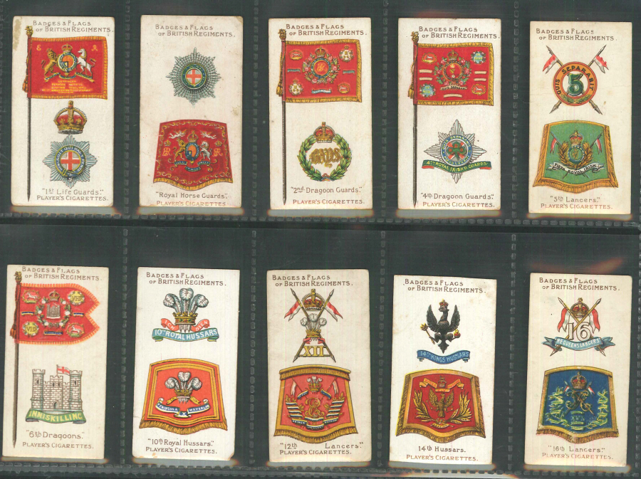 Players Set of 50 Badges & Flags of British Regiments Green Back