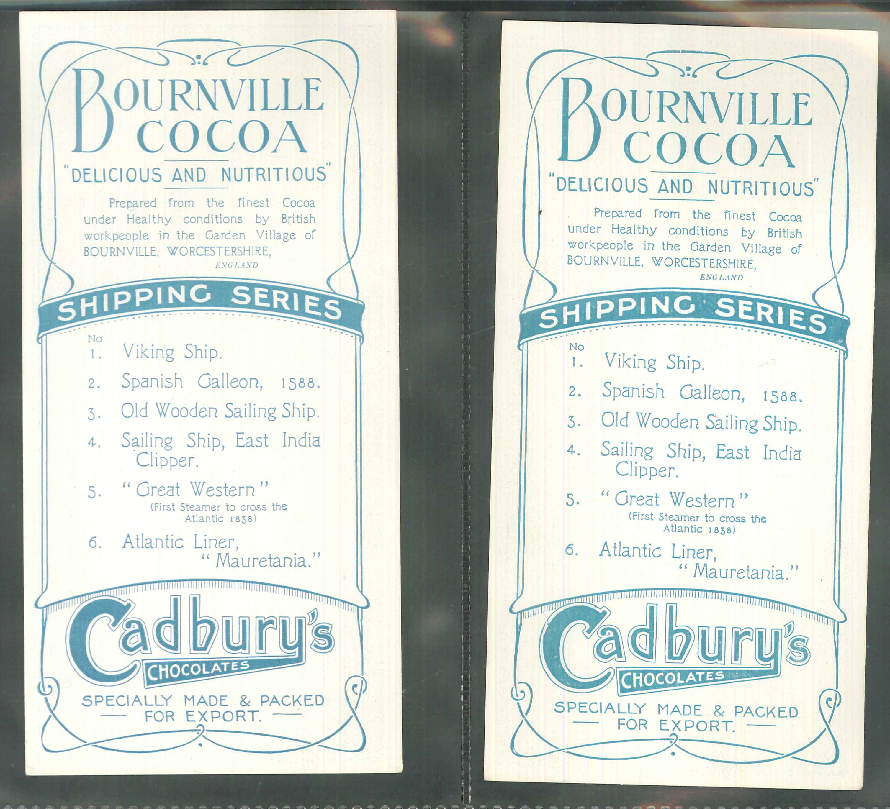 Cadbury's Chocolates - Shipping Series set of 6 P size - Click Image to Close