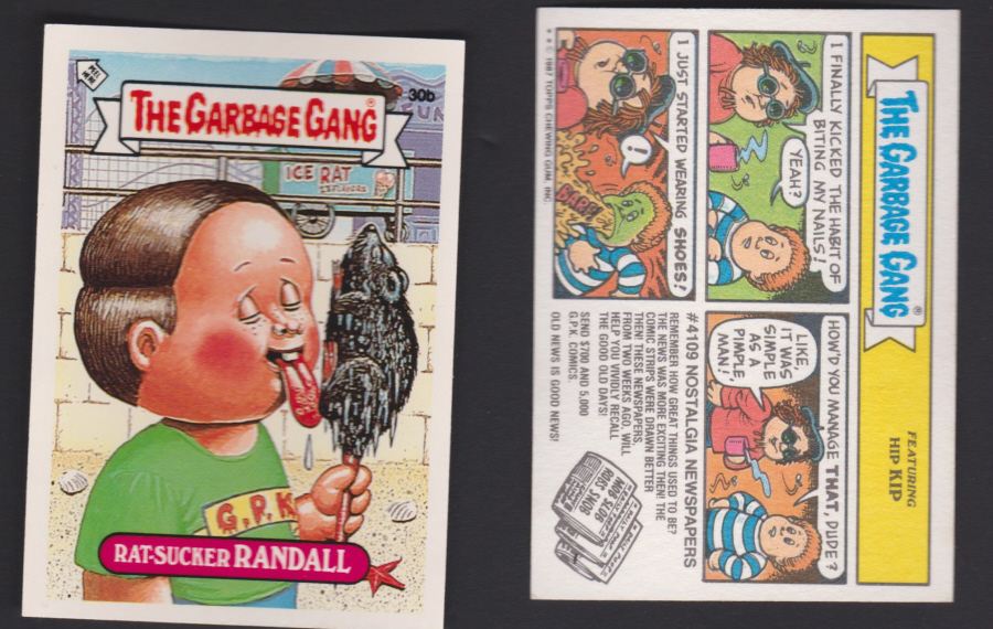 Topps U K Issue Garbage Gang 1991 Series 30b Randall Blue Back