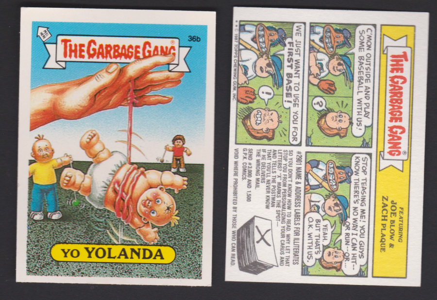 Topps U K Issue Garbage Gang 1991 Series 36b Yolanda - Click Image to Close