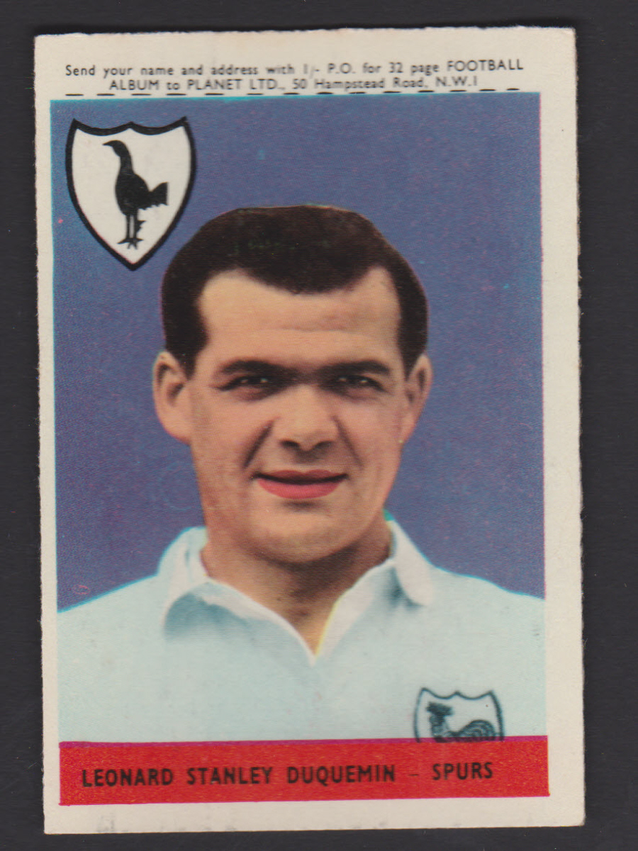 A & B C Footballers Planet No 34 Leonard Duquemin Tottenham Hotspur - Click Image to Close