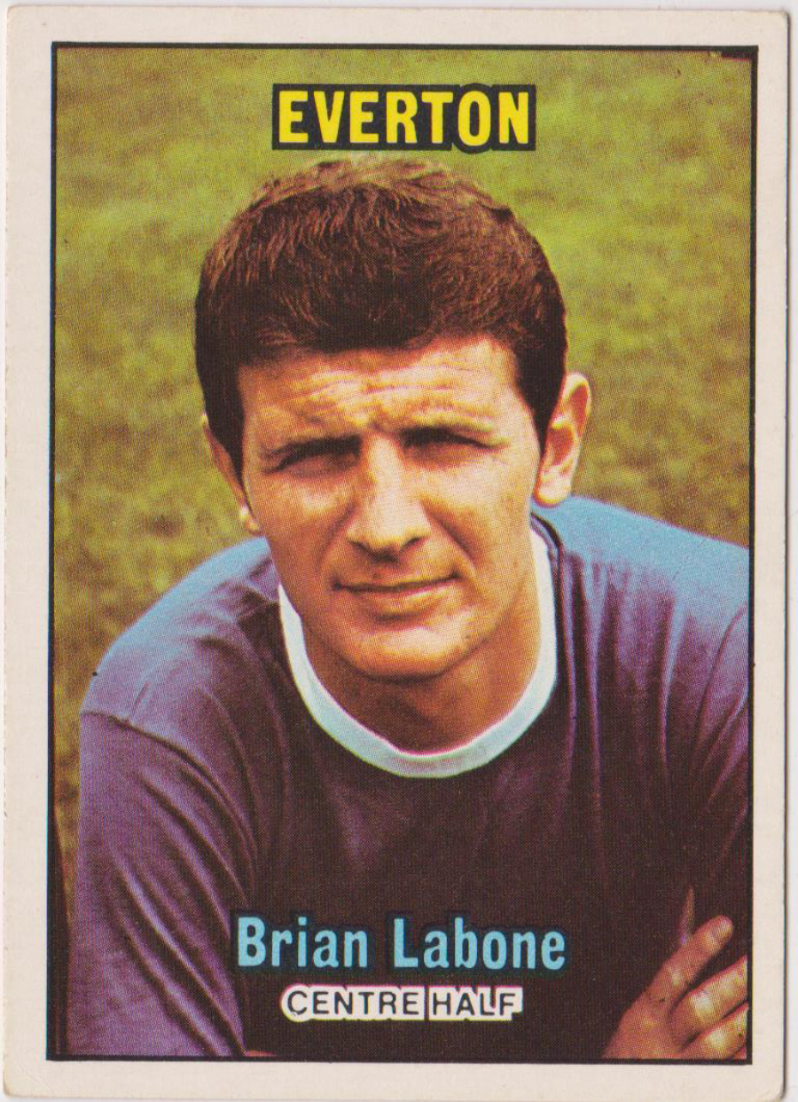 A & B C Footballers 1970 1st Series ( 1 - 85 ) Orange Back No 50 Brian Labone Everton