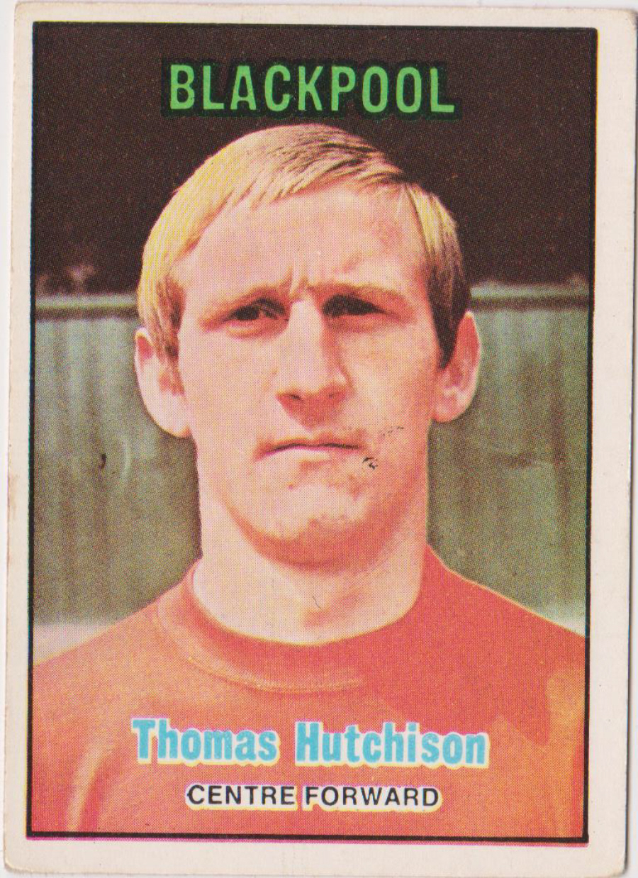 A & B C Footballers 1970 3nd Series ( 171-255 ) Orange Back No 210 Thomas Hutchison Blackpool
