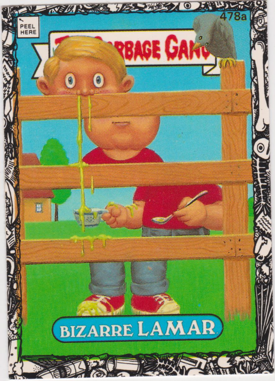 Topps U K Issue Garbage Gang 1992 Series 478a Bizarre LAMAR part poster on back