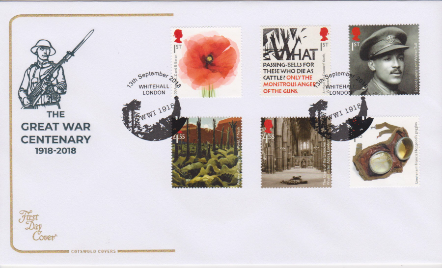 2018 Cotswold FDC - The Great War Whitehall London Postmark - Click Image to Close