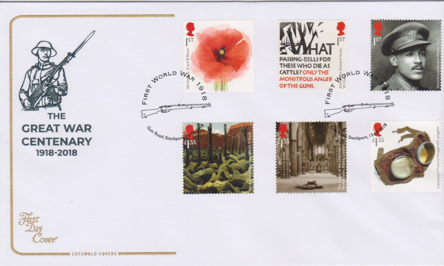 2018 Cotswold FDC - The Great War Gun Road Stockport Postmark - Click Image to Close