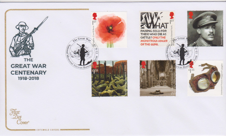 2018 Cotswold FDC - The Great War National Memorial Alrewas Postmark