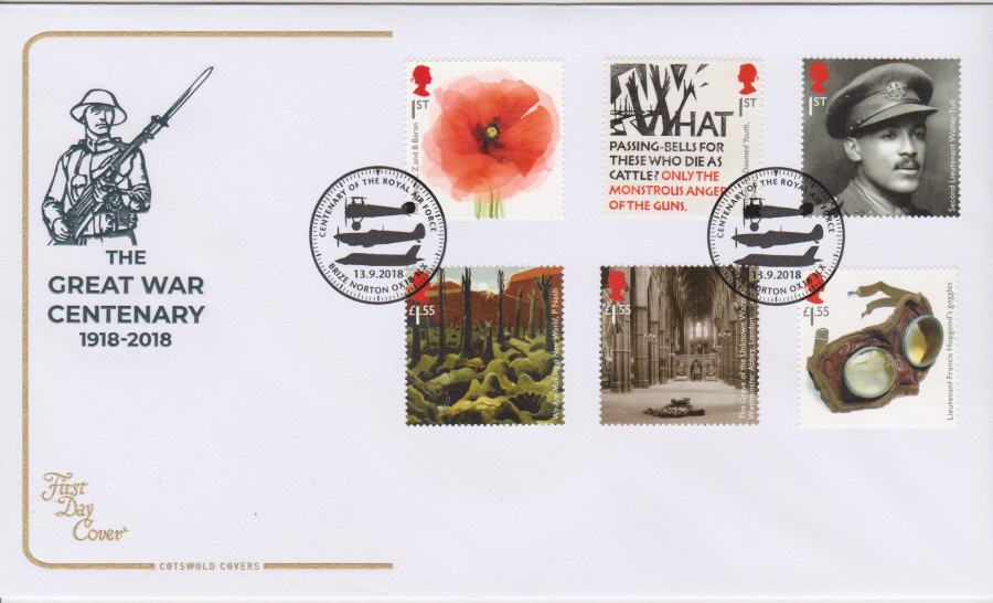 2018 Cotswold FDC - The Great War Brize Norton OX18 Postmark - Click Image to Close