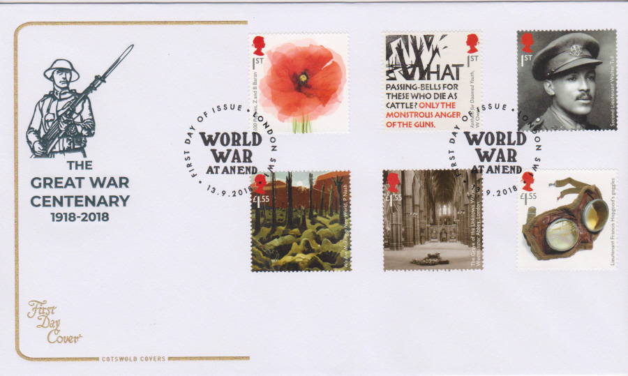 2018 Cotswold FDC - The Great War FDI World War at A End London SW1 Postmark