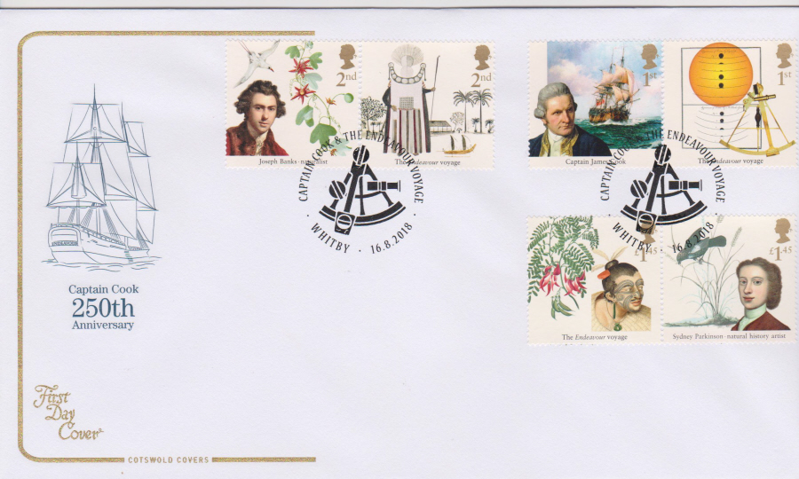 2018 Cotswold FDC - Captain Cook Set Voyage Whitby Yorkshire Postmark