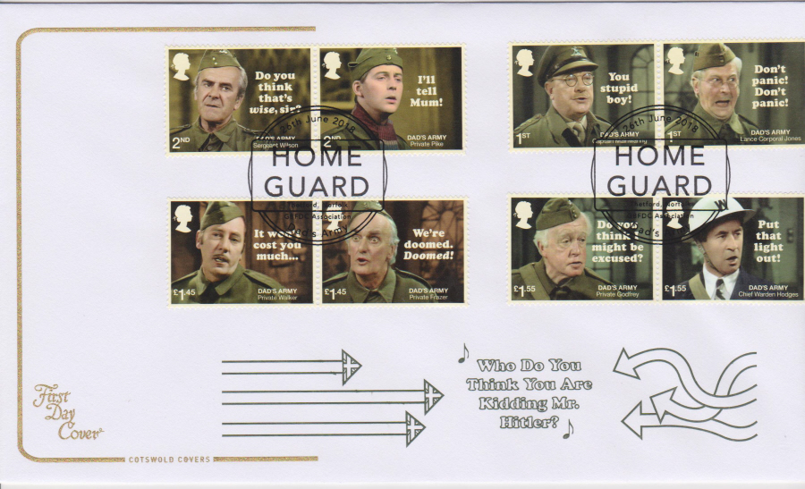 2018 Cotswold FDC - Dad's Army GBFDC Assn Thetford Postmark - Click Image to Close