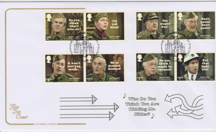 2018 Cotswold FDC - Dad's Army Mainwaring Drive Sutton Coldfield Postmark - Click Image to Close