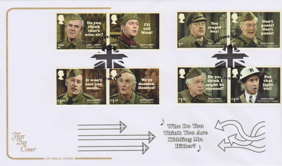 2018 Cotswold FDC - Dad's Army Thetford Norfolk Postmark - Click Image to Close