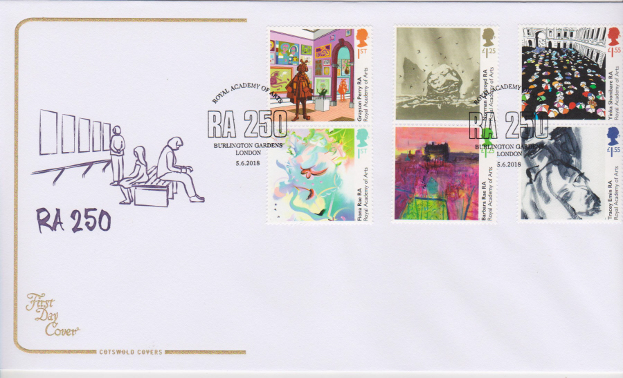 2018 FDC - COTSWOLD Royal Academy of Arts 250th Ann.- Burlington Gardens London Pmk - Click Image to Close