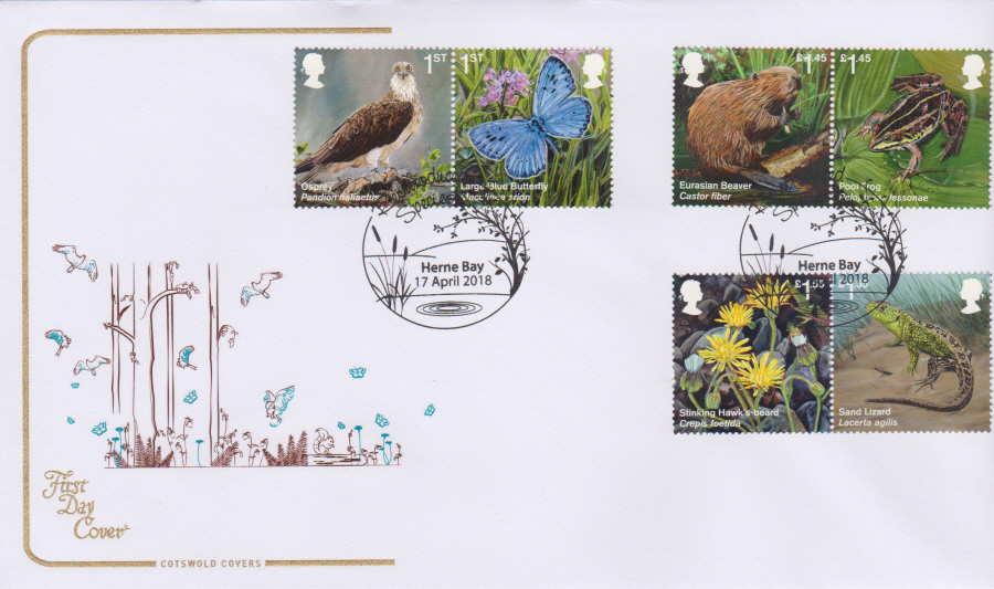 2018 Cotswold FDC - Reintroduced Species - Herne Bay Postmark