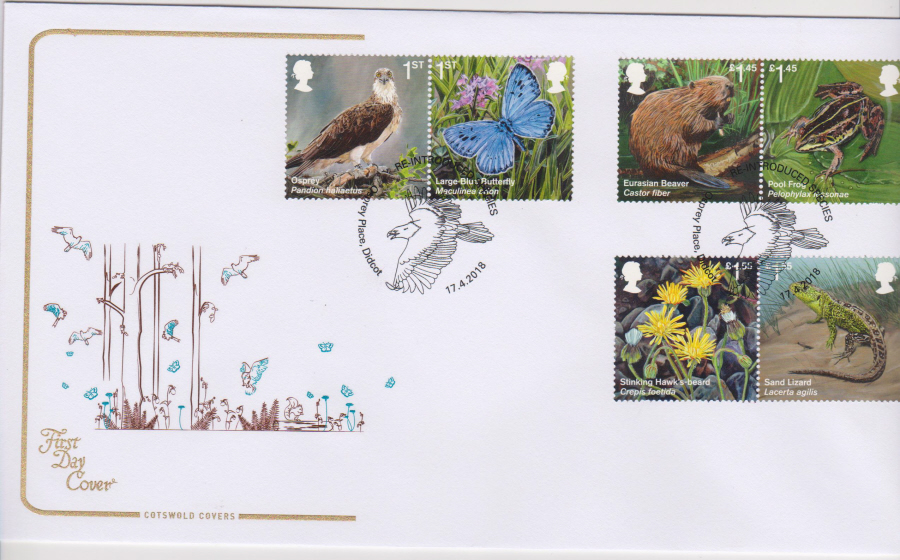 2018 Cotswold FDC - Reintroduced Species - Osprey Place,Didcot Postmark