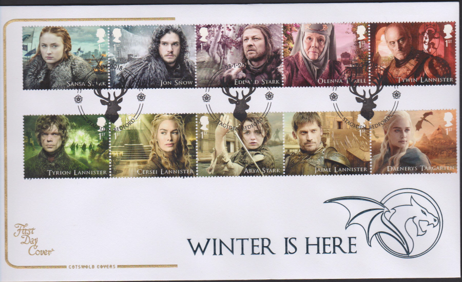 2018 Cotswold FDC -Set - Game of Thrones- Stagsden, Bedford Postmark
