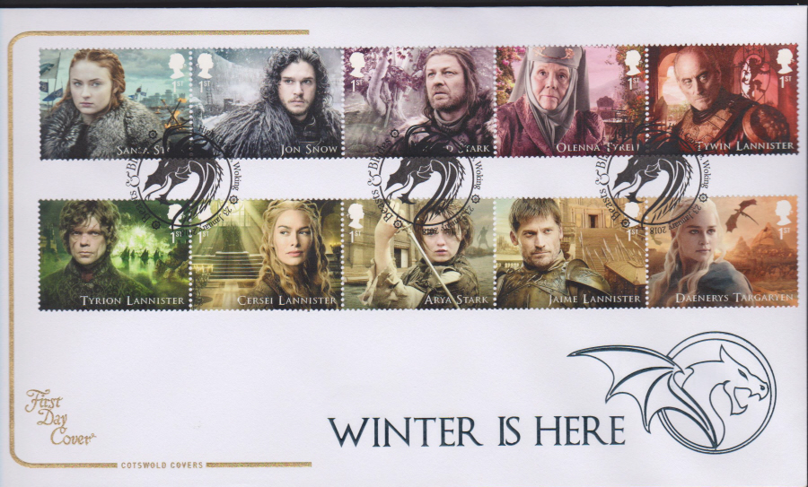 2018 Cotswold FDC -Set - Game of Thrones- High Gardens, Woking Postmark