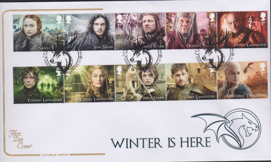 2018 Cotswold FDC -Set - Game of Thrones- Kings Road, London SW3 Postmark
