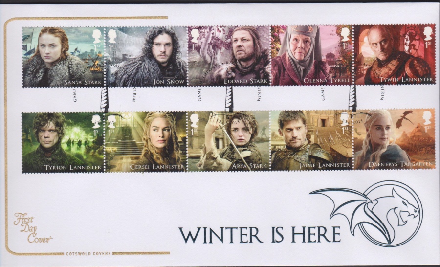2018 Cotswold FDC -Set - Game of Thrones- Randalstown, Antrim Postmark
