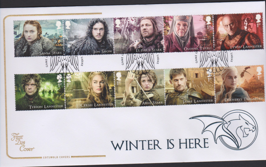 2018 Cotswold FDC -Set - Game of Thrones- Magheramorne, Larne Postmark