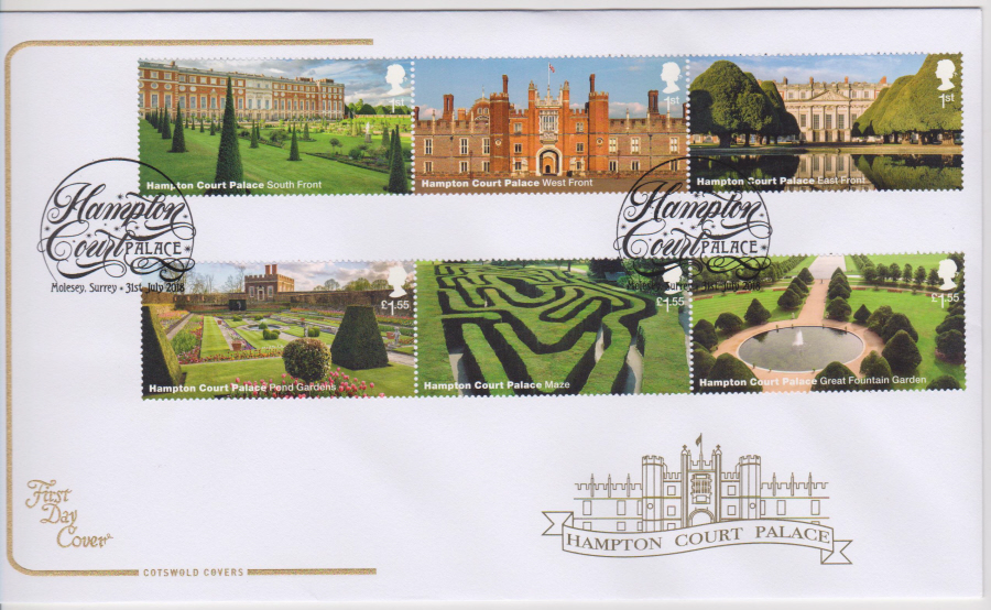 2018 Cotswold FDC -Set - Hampton Court- Molesey, Surrey Postmark