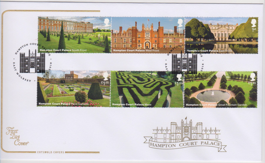2018 Cotswold FDC -Set - Hampton Court- East Molesey, Postmark - Click Image to Close