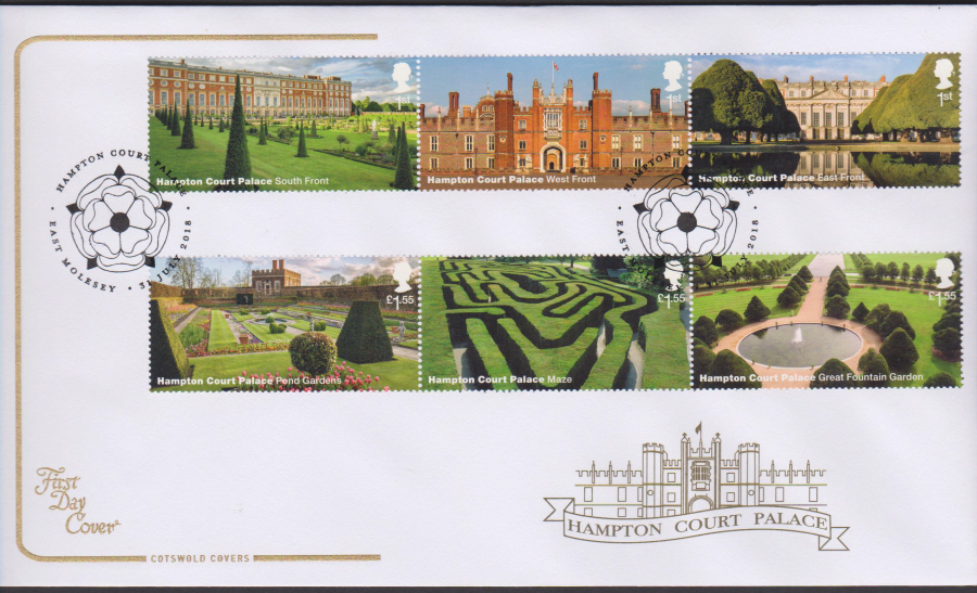 2018 Cotswold FDC -Set - Hampton Court- East Molesey, Different Postmark