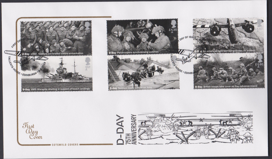 2019 FDC -D Day Set Cotswold FDC Tallents House Edinburgh Postmark