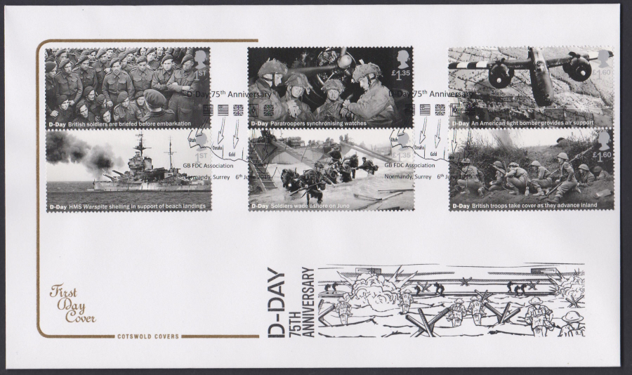 2019 FDC -D Day Set Cotswold FDC GBFDC Normandy Surrey Postmark
